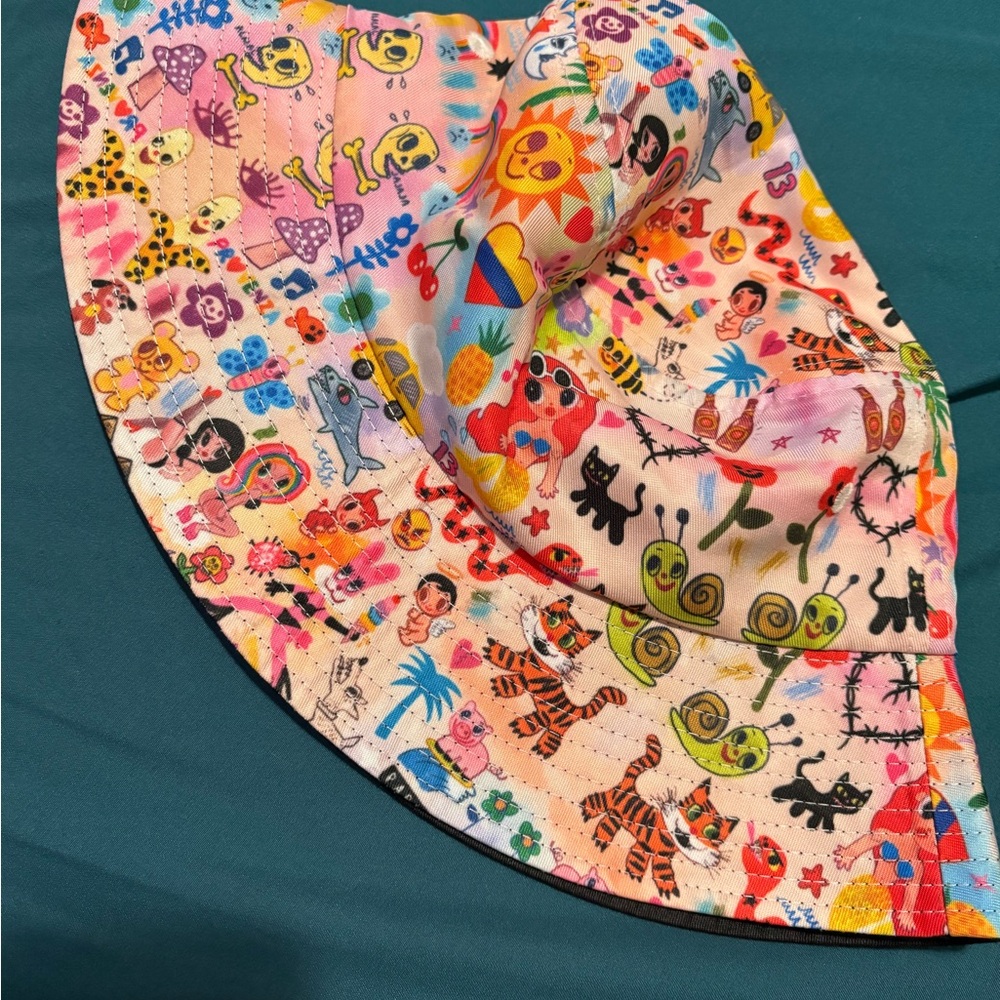 Pink Multicolor Printed Bucket Hat - Women - Picture 8 of 8
